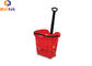 Telescopic Handle Plastic Rolling Basket With Two Wheels