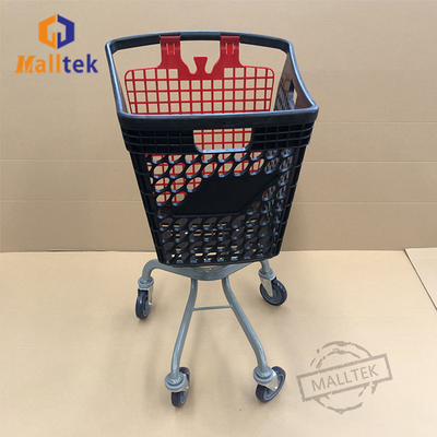 Plastic Square Supermarket Shopping Trolley 100L With PU Wheels