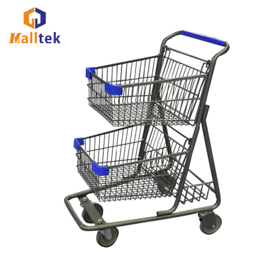 100KGS Load Metal Supermarket Shopping Trolley With 3 Basket