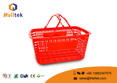 Red Color Supermarket Shopping Basket Load Bearing Environmental Plastic