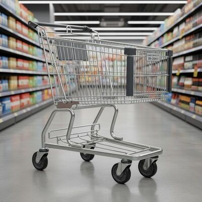 Power Coated Supermarket Shopping Trolley Featuring Load Capacity 200-250kgs and Zinc Plating Finish Ideal for Retail Stores