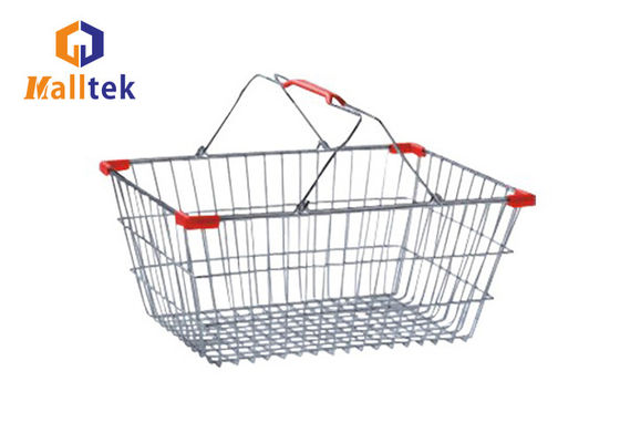28L Chrome Plated Iron Wire Mesh Shopping Baskets With Handles
